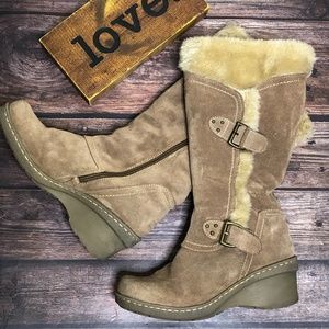 BareTraps 'Cathy" Zip Leather Faux Fur Boots 7.5